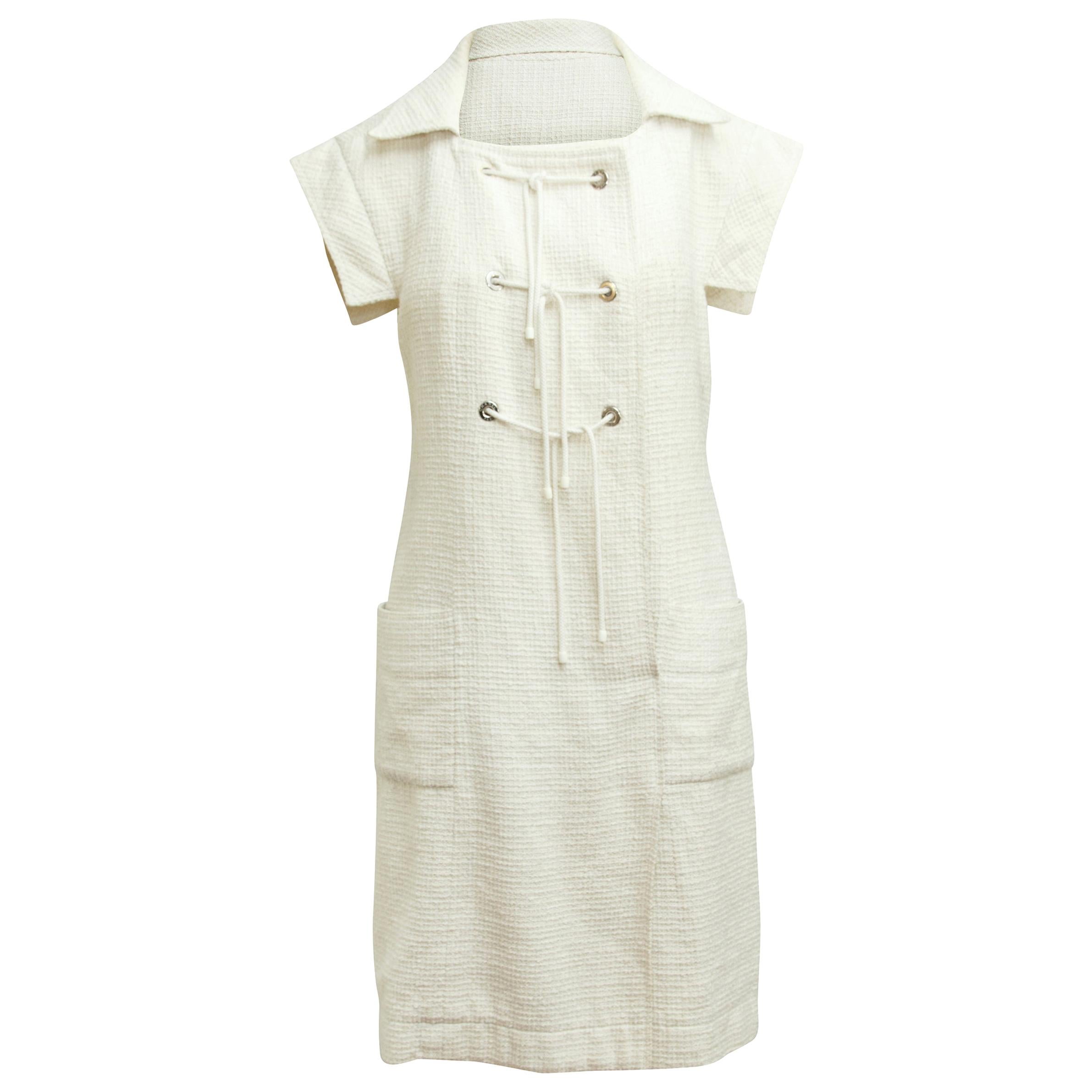 Chanel Cream 2007 Cruise Collection Tweed Shift Dress