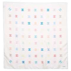 Chanel Cream All-over CC Print Silk Square Scarf