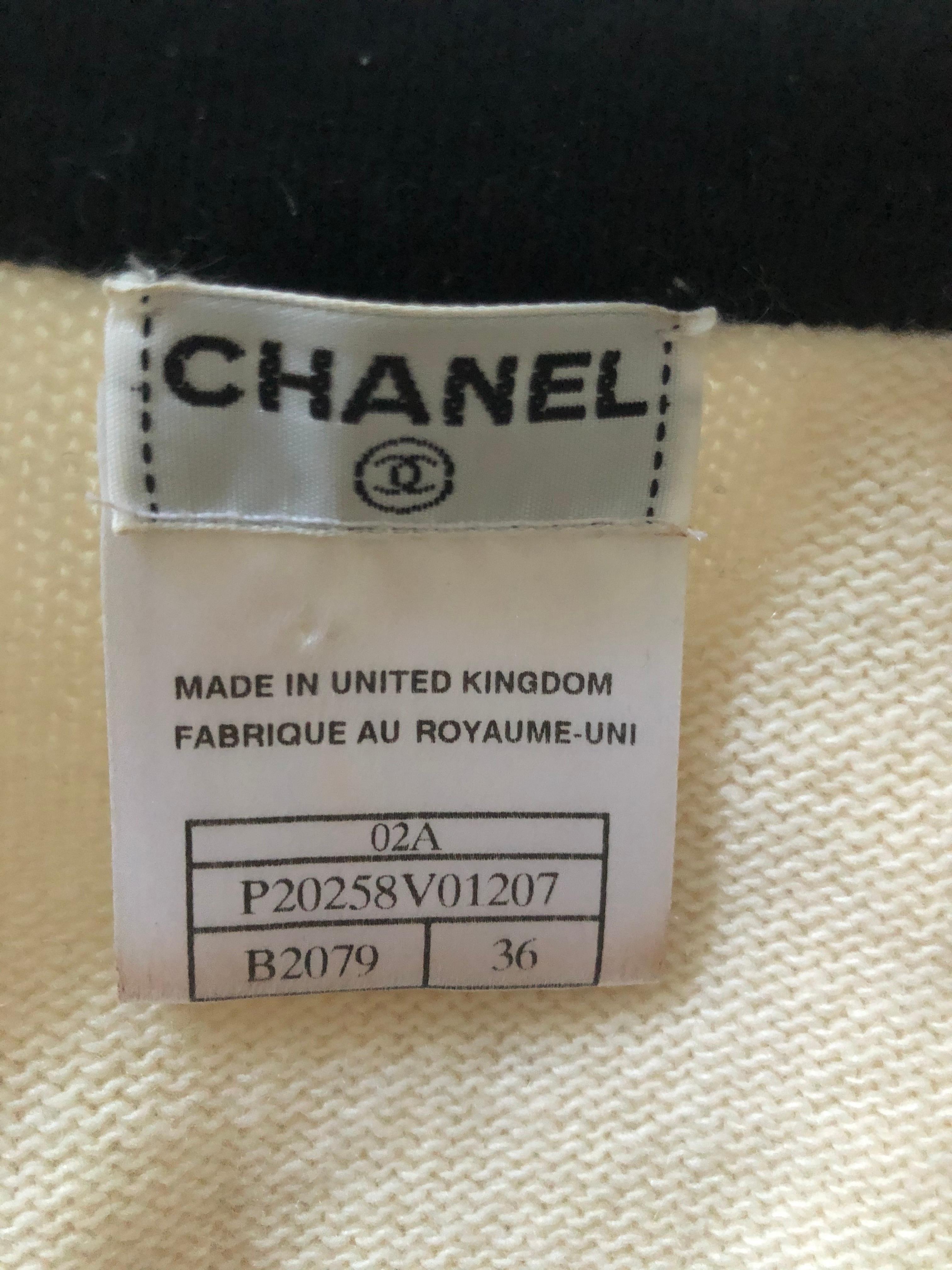 Chanel Cream and Black Cashmere Cardigan Size 36 Fr. 1