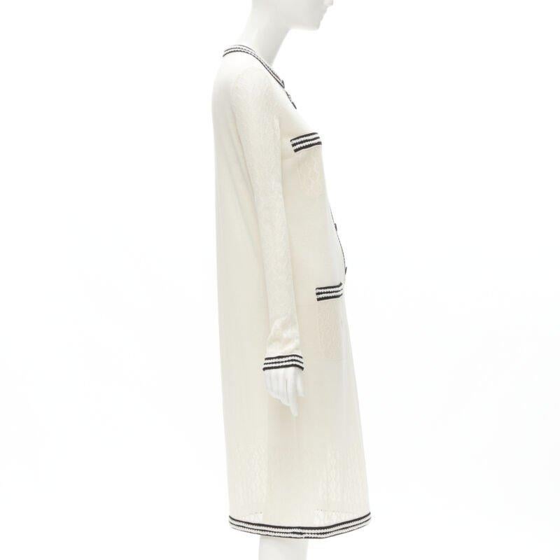 CHANEL beige crema 4 bolsillos negro CC vestido midi de punto de ganchillo FR38 S en Excelente estado para la venta en Hong Kong, NT