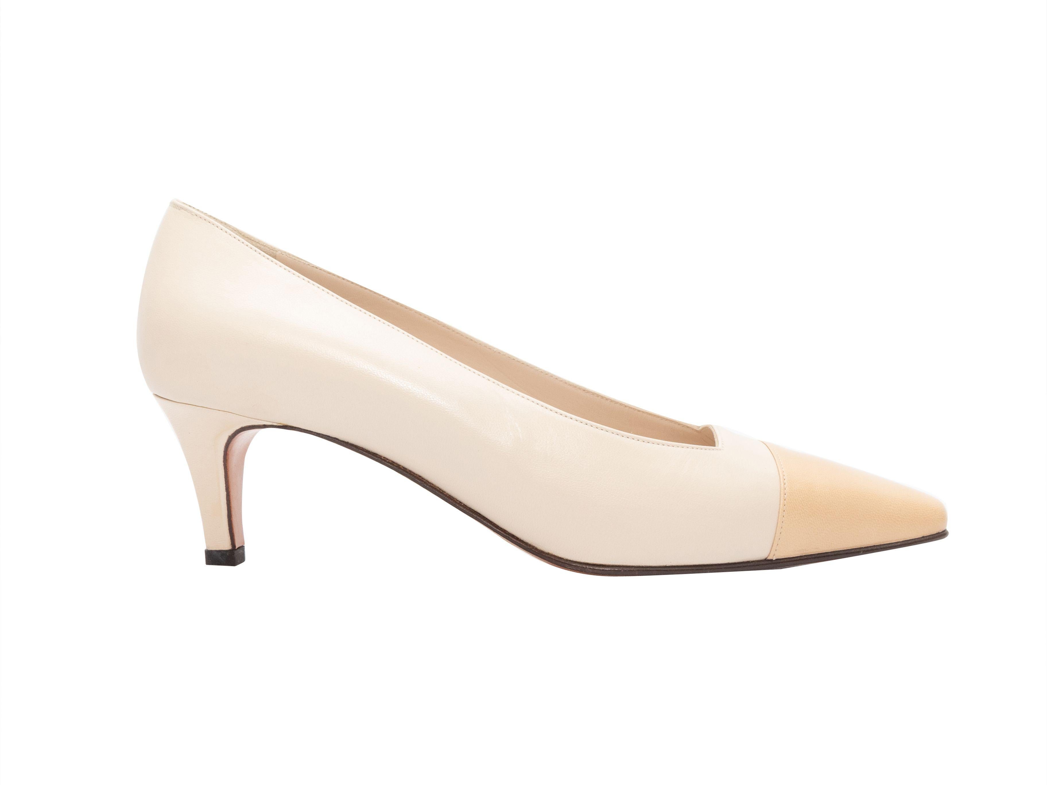 Chanel Cream & Beige Cap-Toe Pumps 2