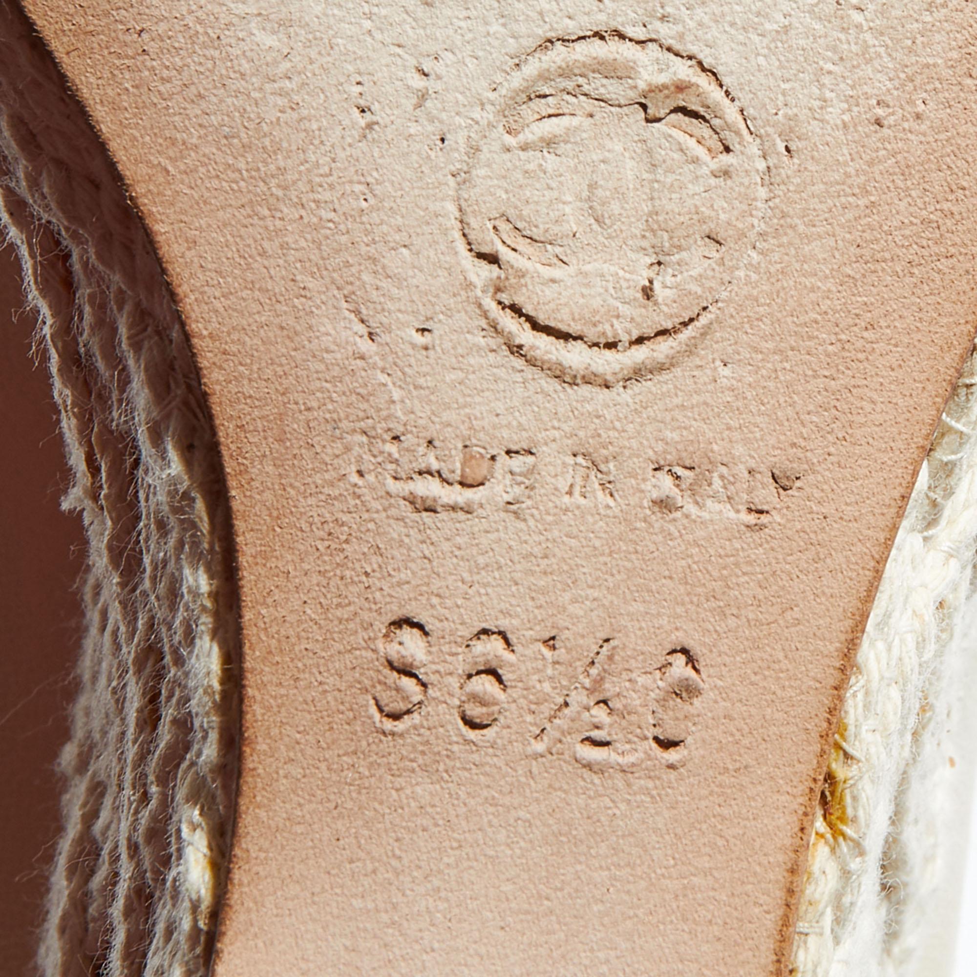 Chanel Cream/Black Leather CC Cap Toe Espadrille Platform Wedge Pumps Size 36.5 3