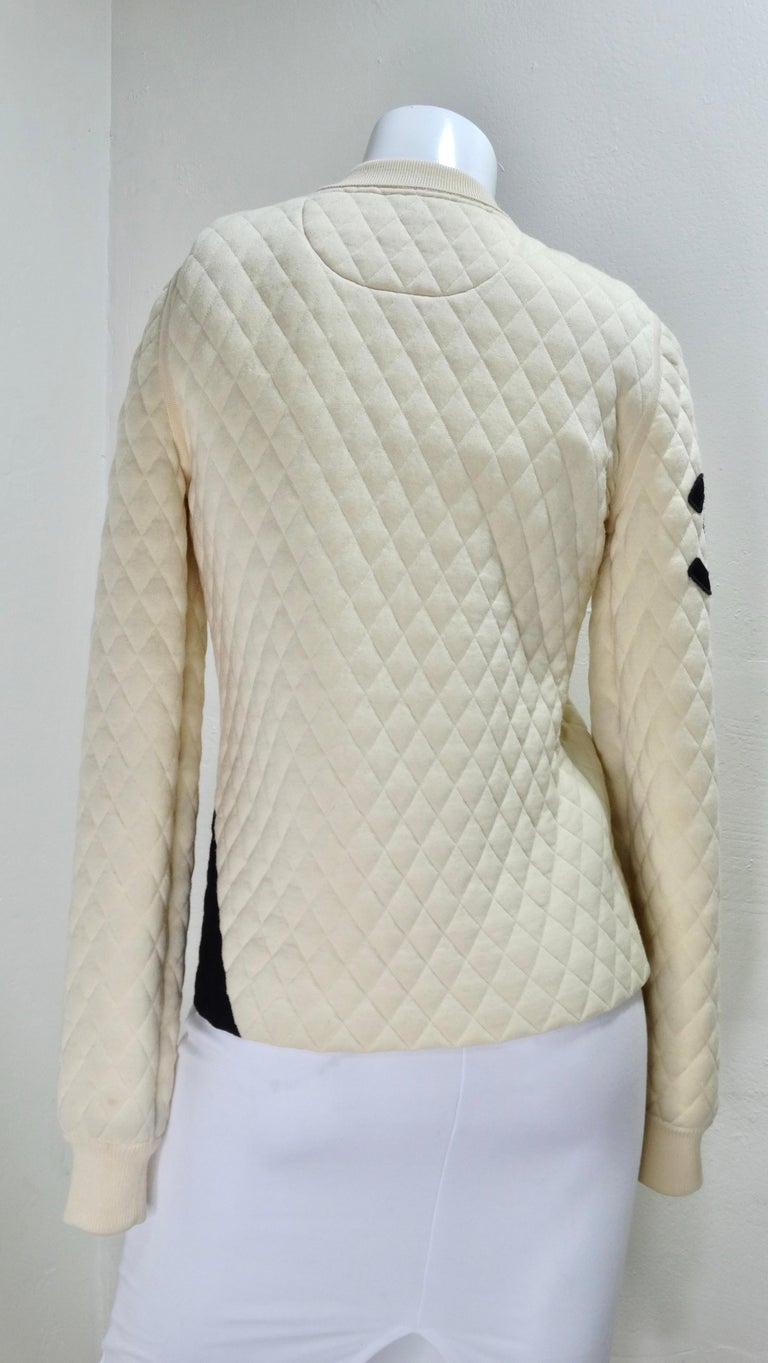 Chanel Cream & Black Quilted Bomber Jacket 2