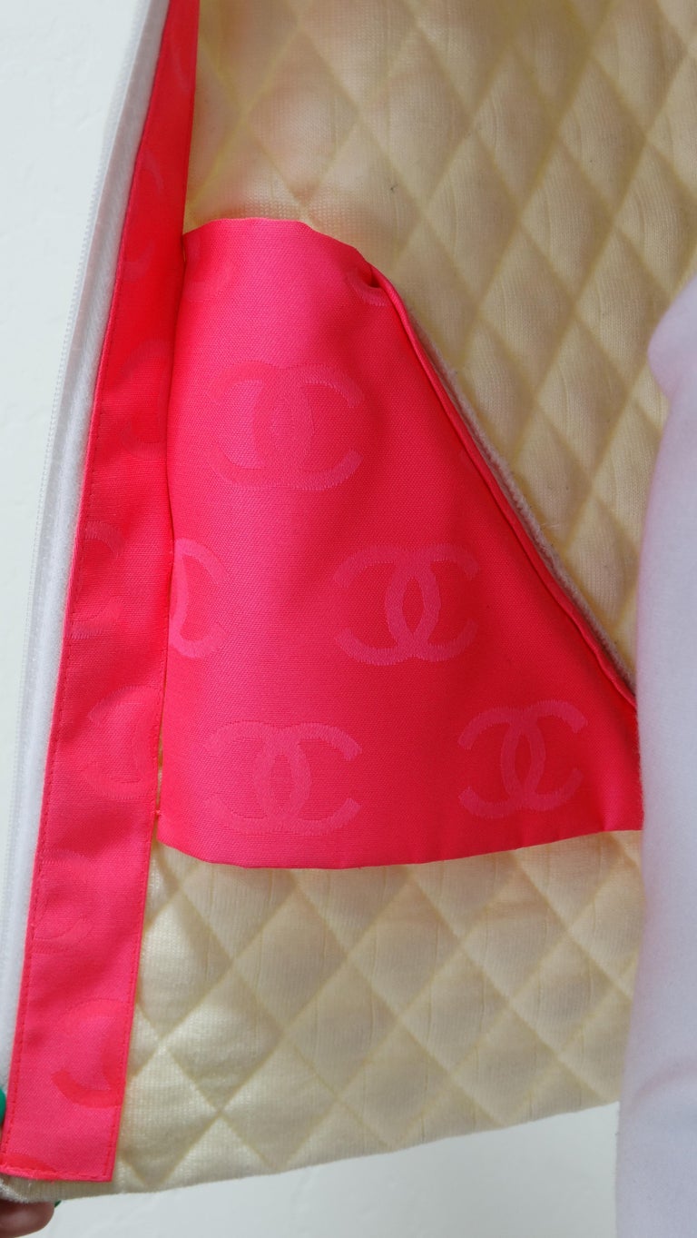 Chanel Cream & Black Quilted Bomber Jacket 4