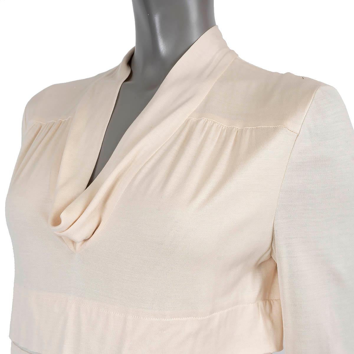 CHANEL cream & black silk & wool 2001 01A PLEATED COLORBLOCK Dress 40 M 1