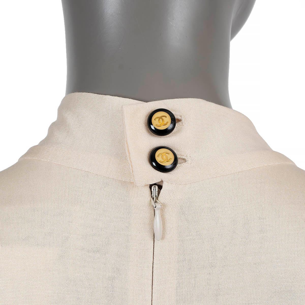 CHANEL cream & black silk & wool 2001 01A PLEATED COLORBLOCK Dress 40 M 3