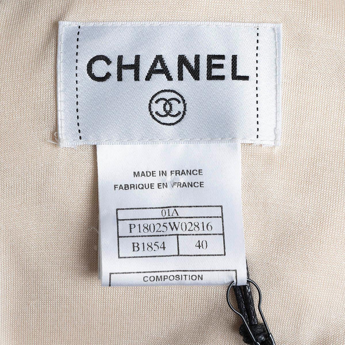 CHANEL cream & black silk & wool 2001 01A PLEATED COLORBLOCK Dress 40 M For Sale 5