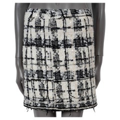 CHANEL crema y negro lana 2006 06A SEQUIN PLAID TWEED MINI Falda 40 M