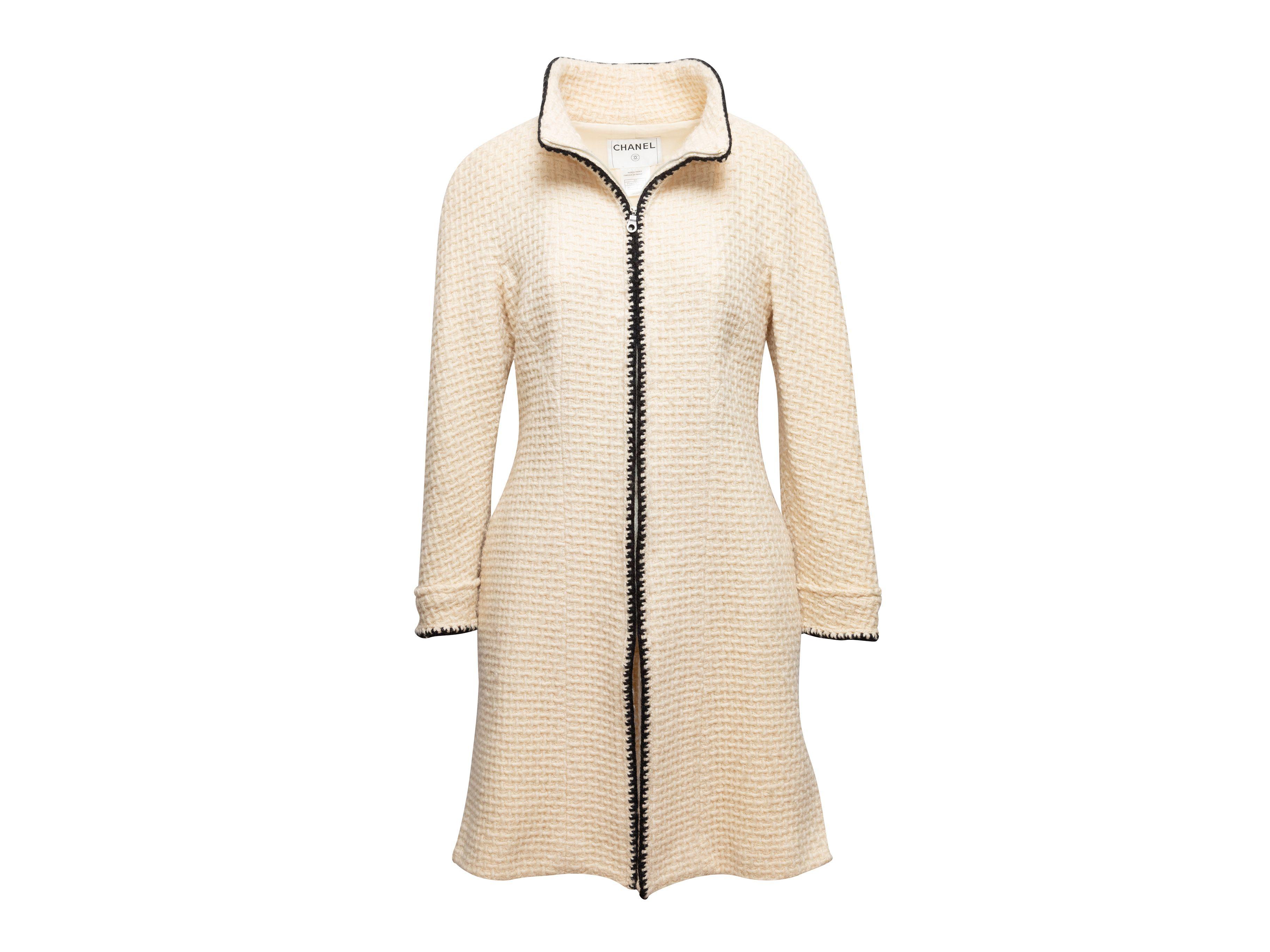 Women's Chanel Cream & Black Wool Boucle Coat