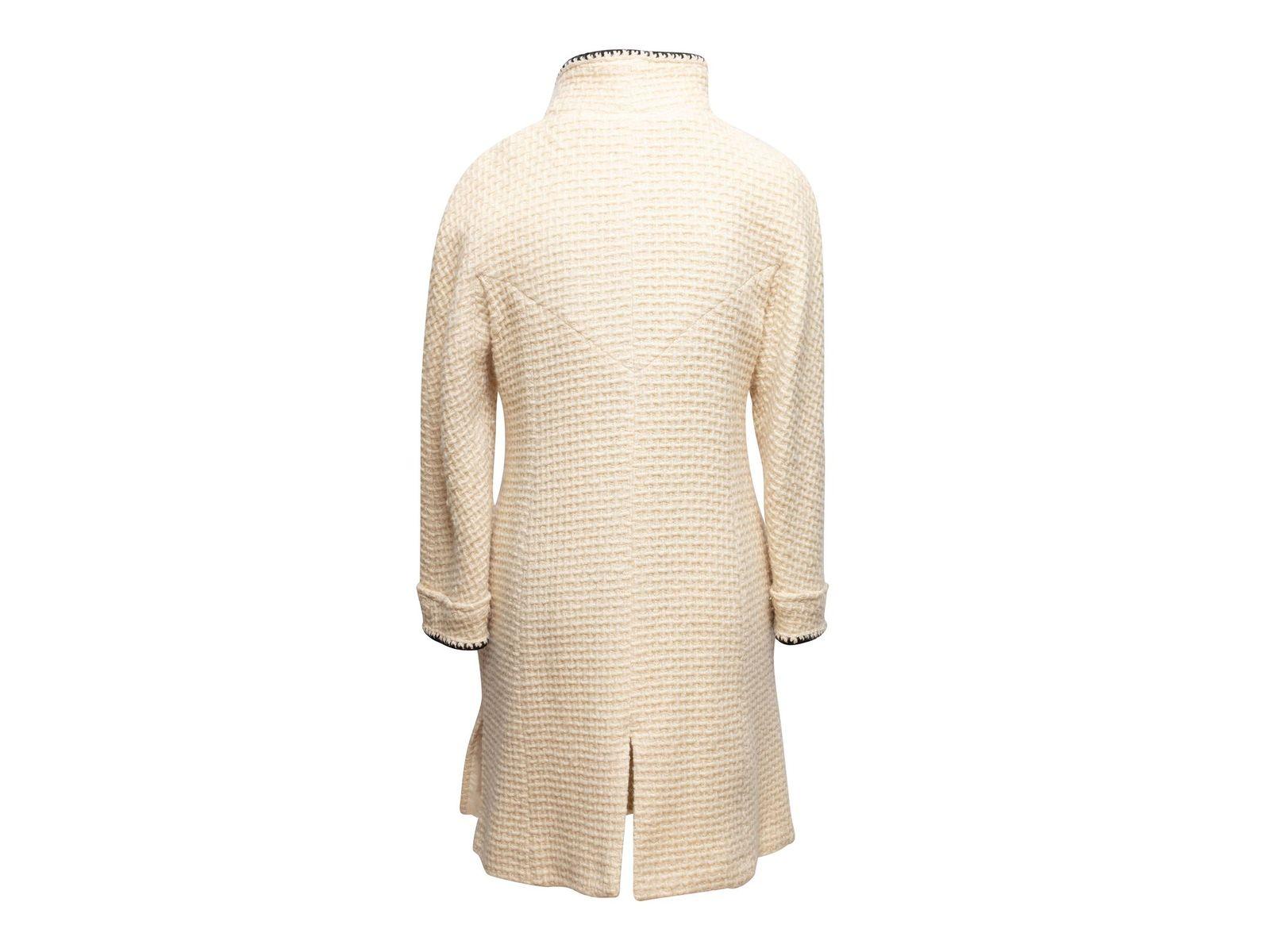 Chanel Cream & Black Wool Boucle Coat 4