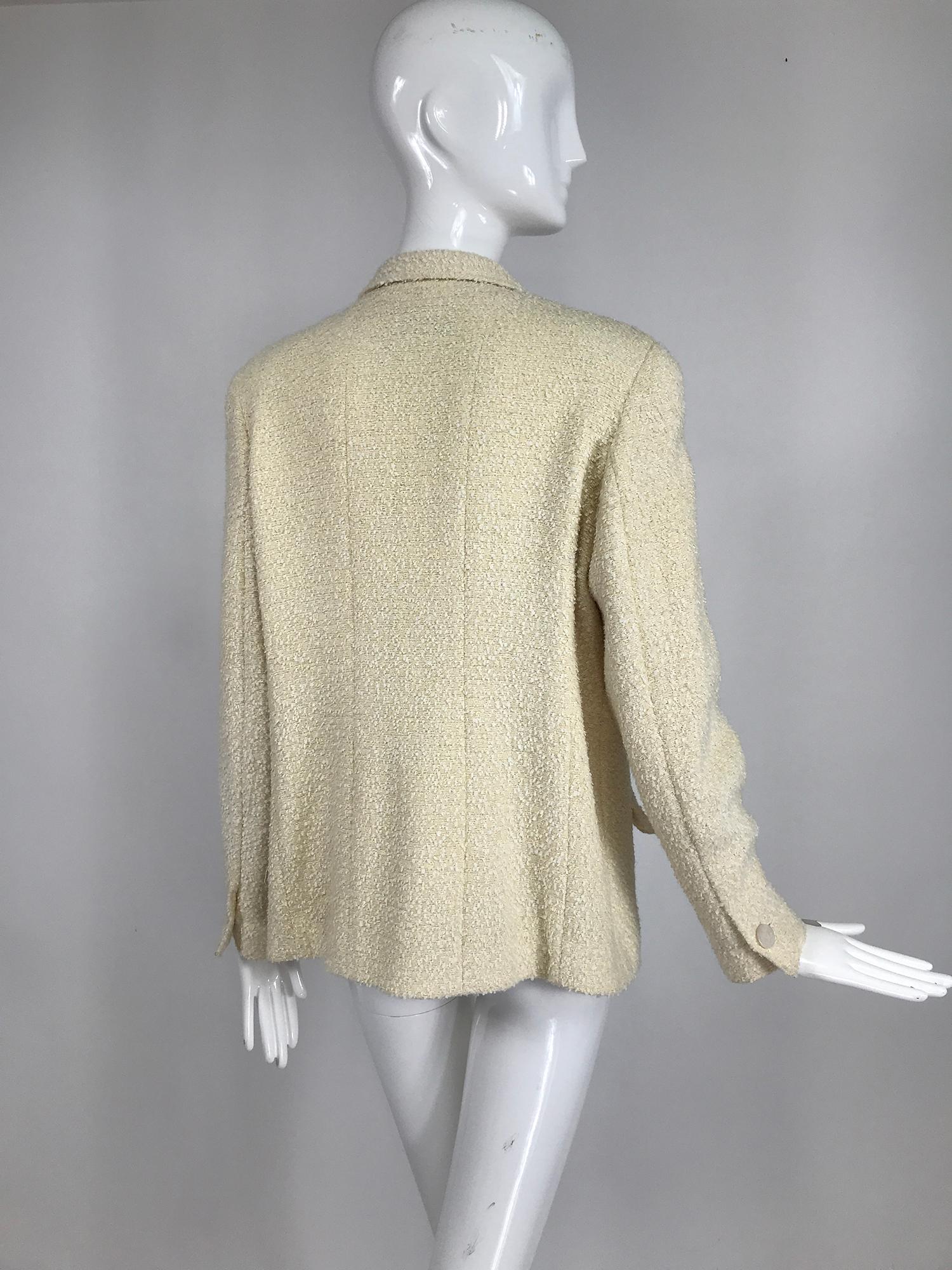 Chanel Creme Boucle 4 Taschen Jacke 1998C Perlmuttknöpfe 1