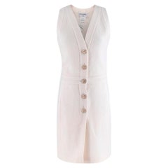 Chanel Cream Boucle Button Front Sleeveless Dress
