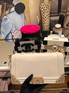 Chanel Cream Calfskin Chateau Versailles Old Medium Boy Bag Gold Hardware, 2013