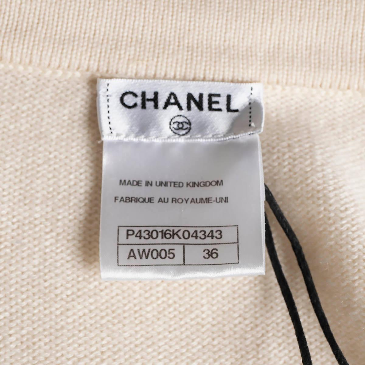 CHANEL cream cashmere 2012 12C FLORAL BEADED Cardigan Sweater 36 XS For Sale 4