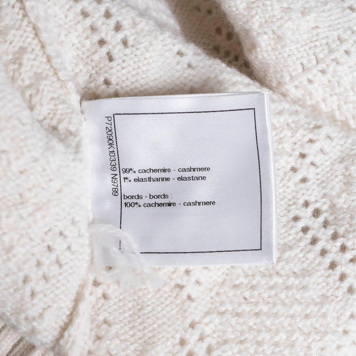 CHANEL cream cashmere 2022 22B DISTRESSED JACQUARD Sweater 36 XS 4
