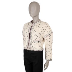 CHANEL cream cashmere 21A BRAID TRIM OVERSIZED KNIT Jacket 36 XS