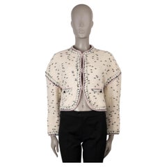 CHANEL cream cashmere 21A BRAID TRIM OVERSIZED KNIT Jacket 36 XS
