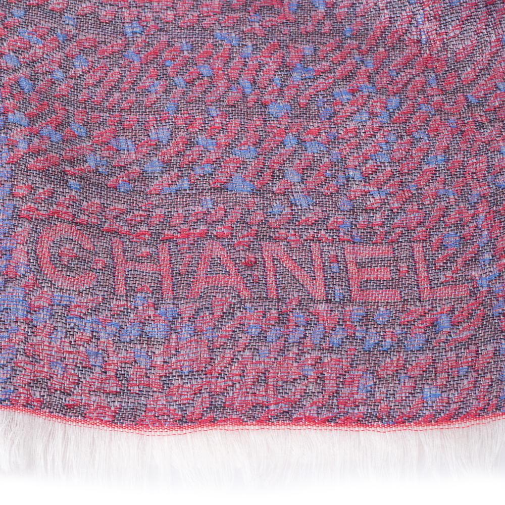 Women's Chanel Cream Cashmere Contrast Jacquard Logo Scarf