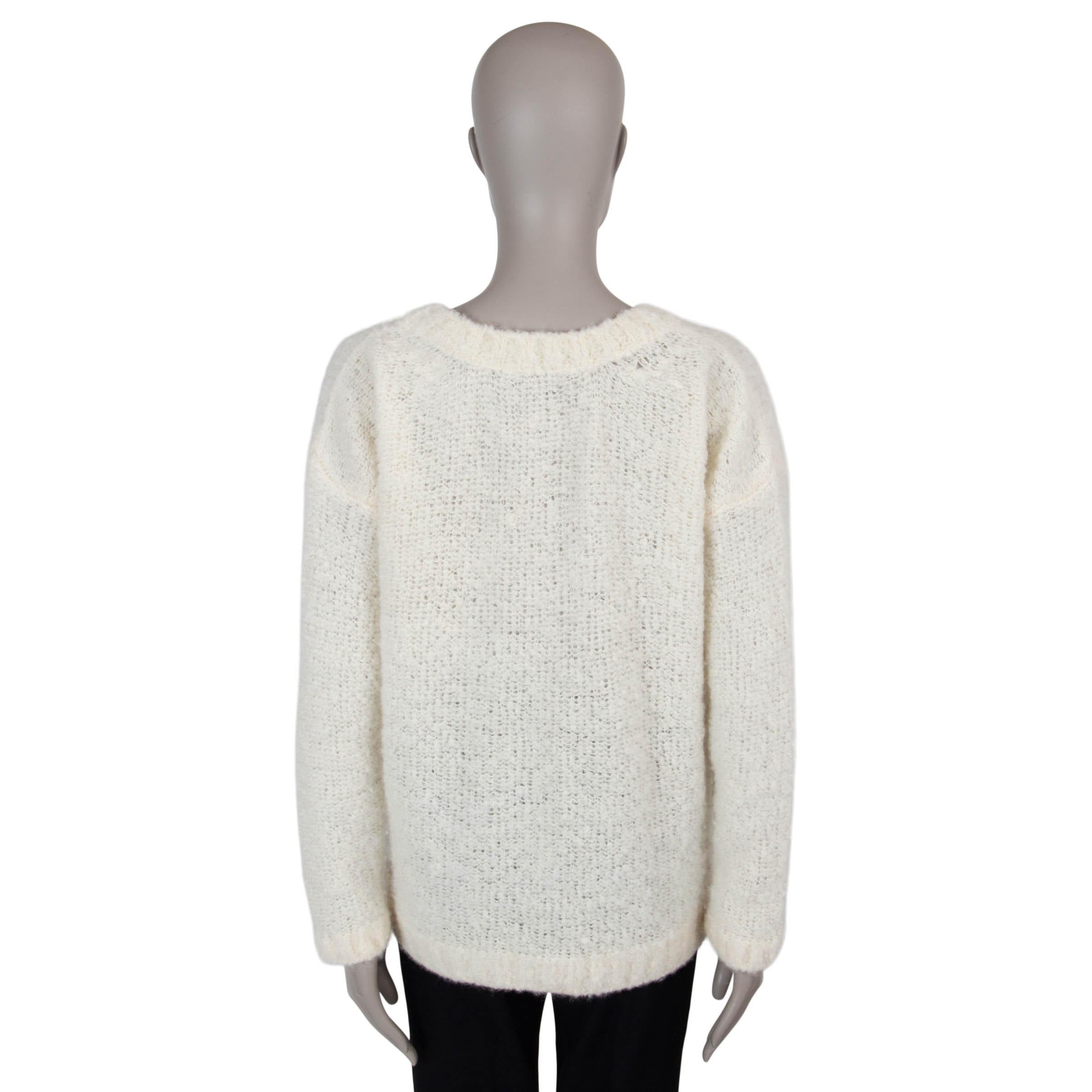 CHANEL Cremefarbener Kaschmirpullover FUZZY BOUCLE OVERSIZED 40 M (Grau) im Angebot