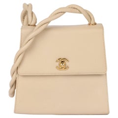 Chanel Cream Caviar Leather Vintage Braided Shoulder Bag