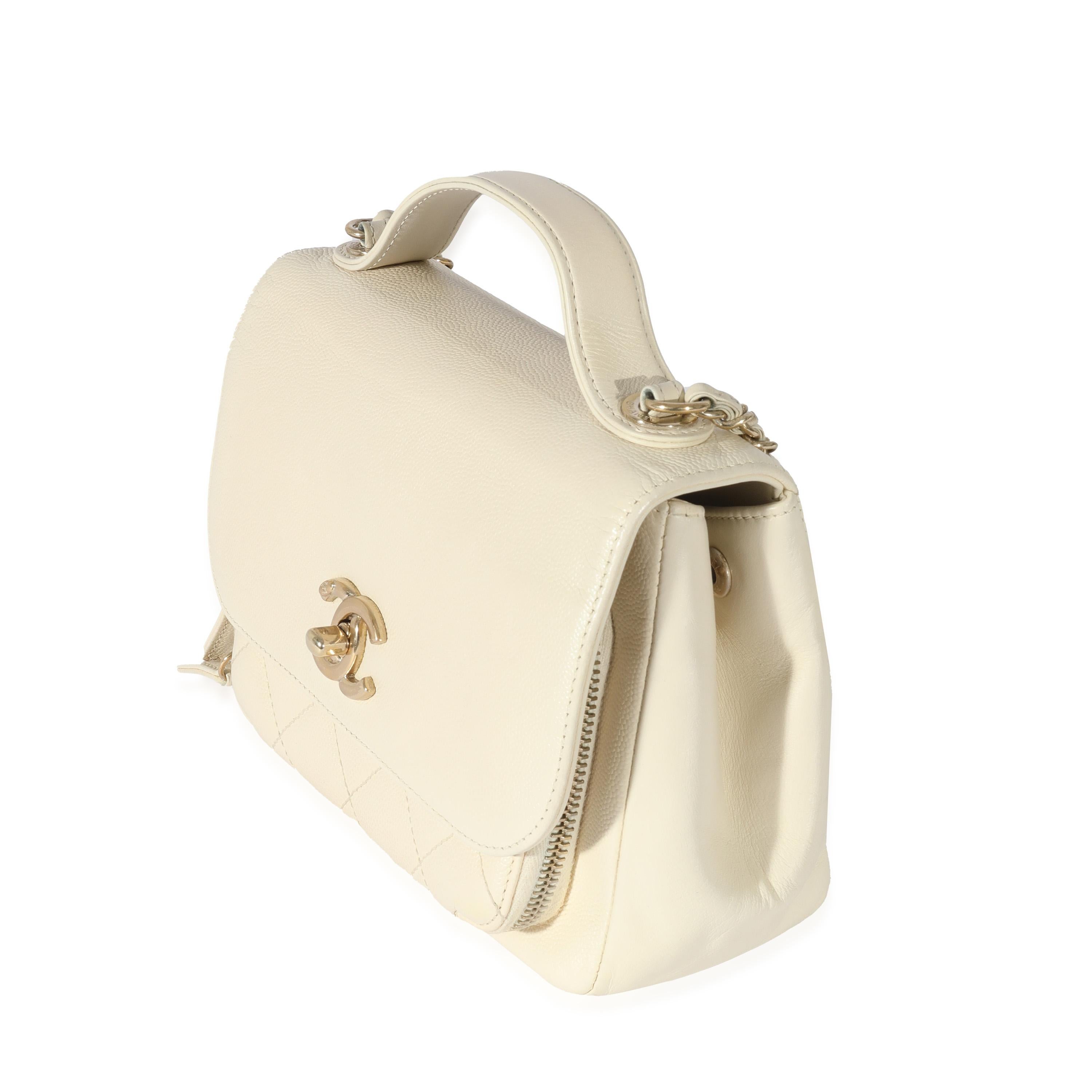 Chanel Cream Caviar Mini Business Affinity Flap In Excellent Condition For Sale In New York, NY
