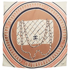 Chanel Cream CC Bag Print Silk square Scarf