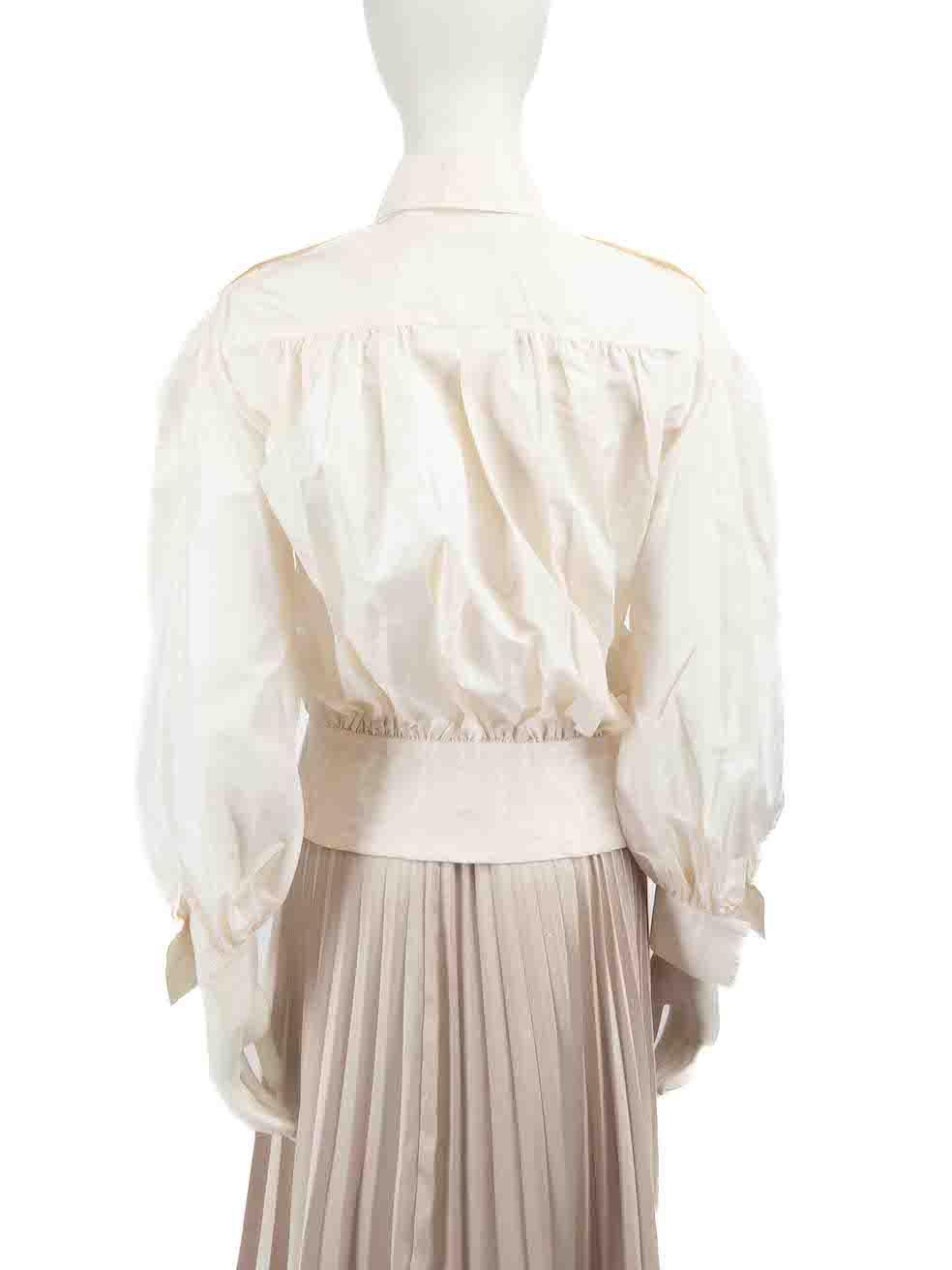 Chanel Cream CC Button Sheer Jacket Size S In Excellent Condition For Sale In London, GB