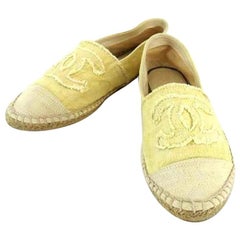 Chanel Cream Cc Espadrille 221186 Flats