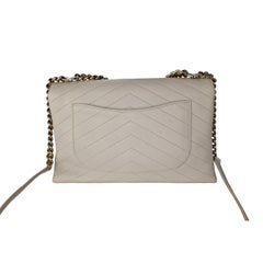 Chanel Creme Chevron Leder Coco Envelope Umhängetasche
