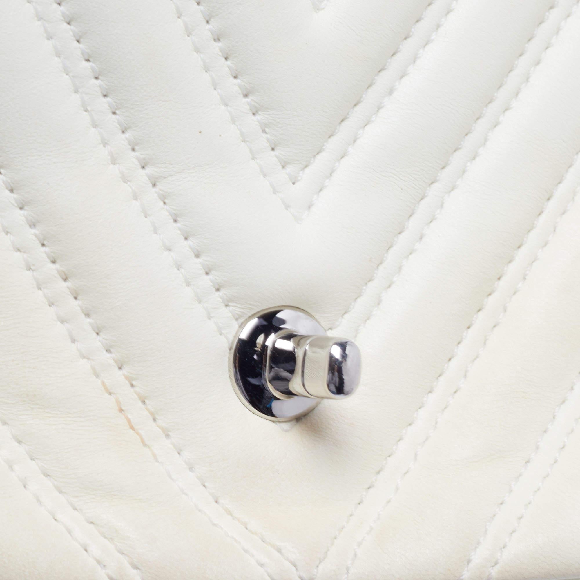 Chanel Cream Chevron Leather Medium Classic Single Flap Bag 7