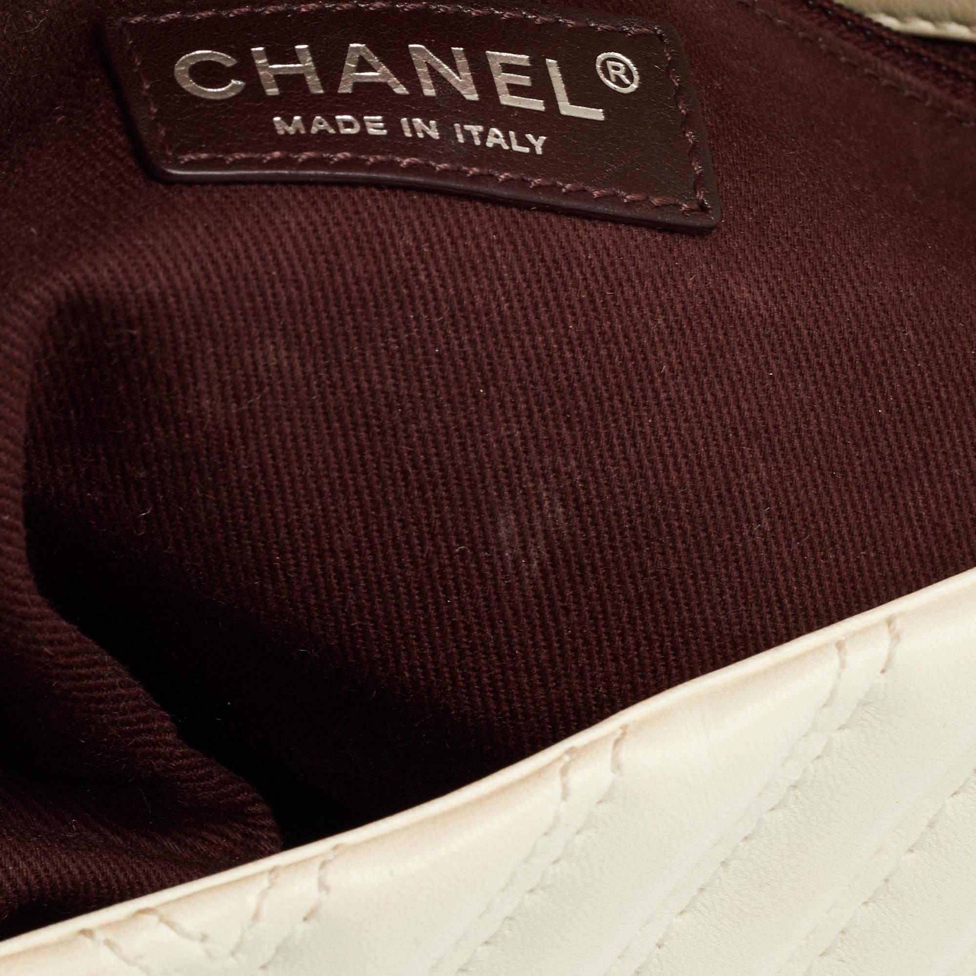 Chanel Cream Chevron Leather Medium Classic Single Flap Bag 5