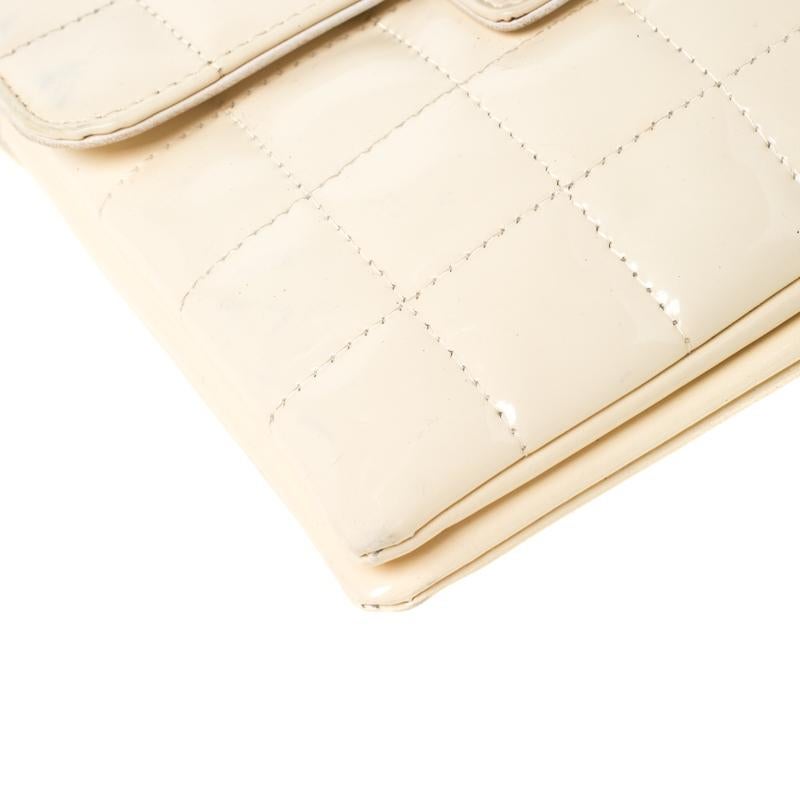 Chanel Cream Chocolate Bar Quilted Patent Leather Keyboard Flap Bag 1