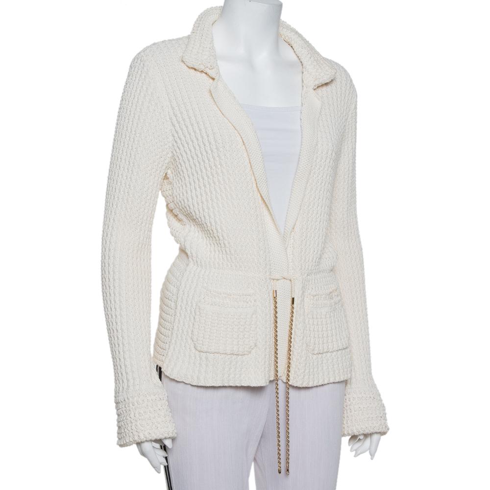 cream chanel style cardigan