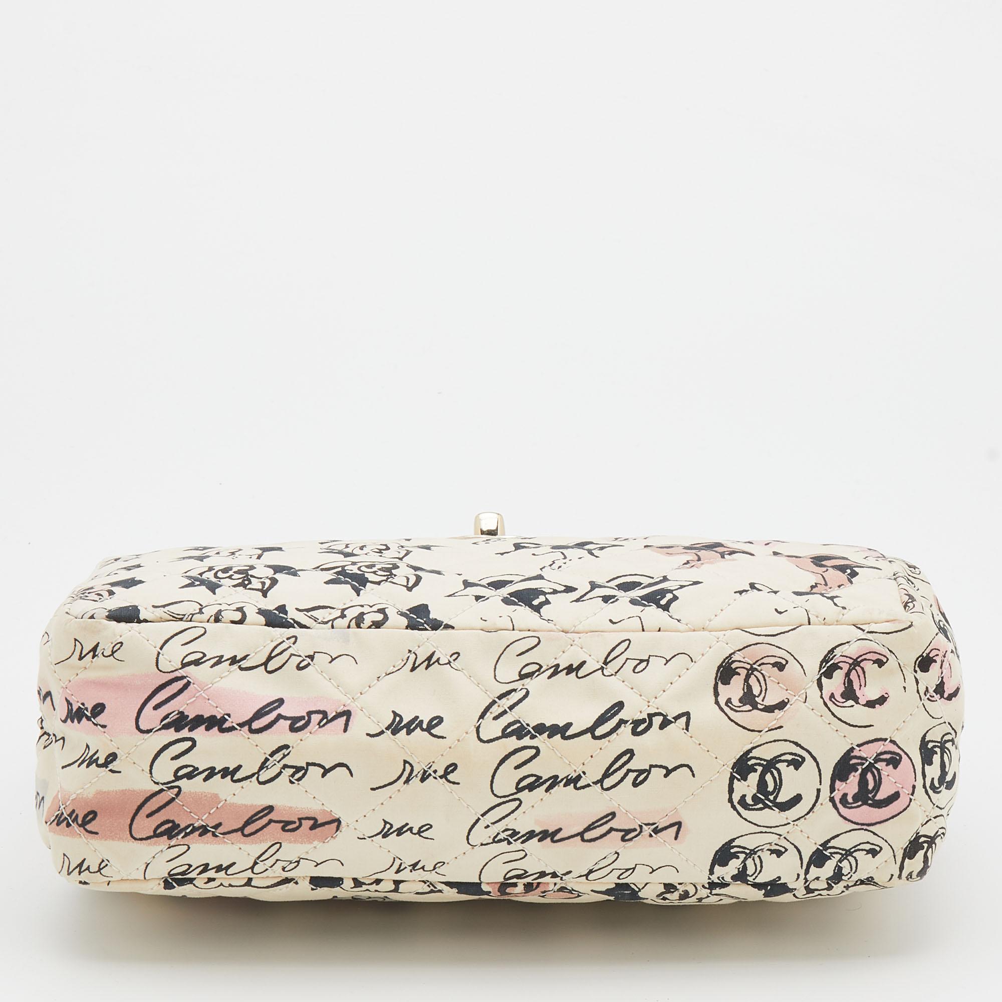 Women's Chanel Cream Coco Graffiti Cambon Quilted Fabric CC Shoulder Bag