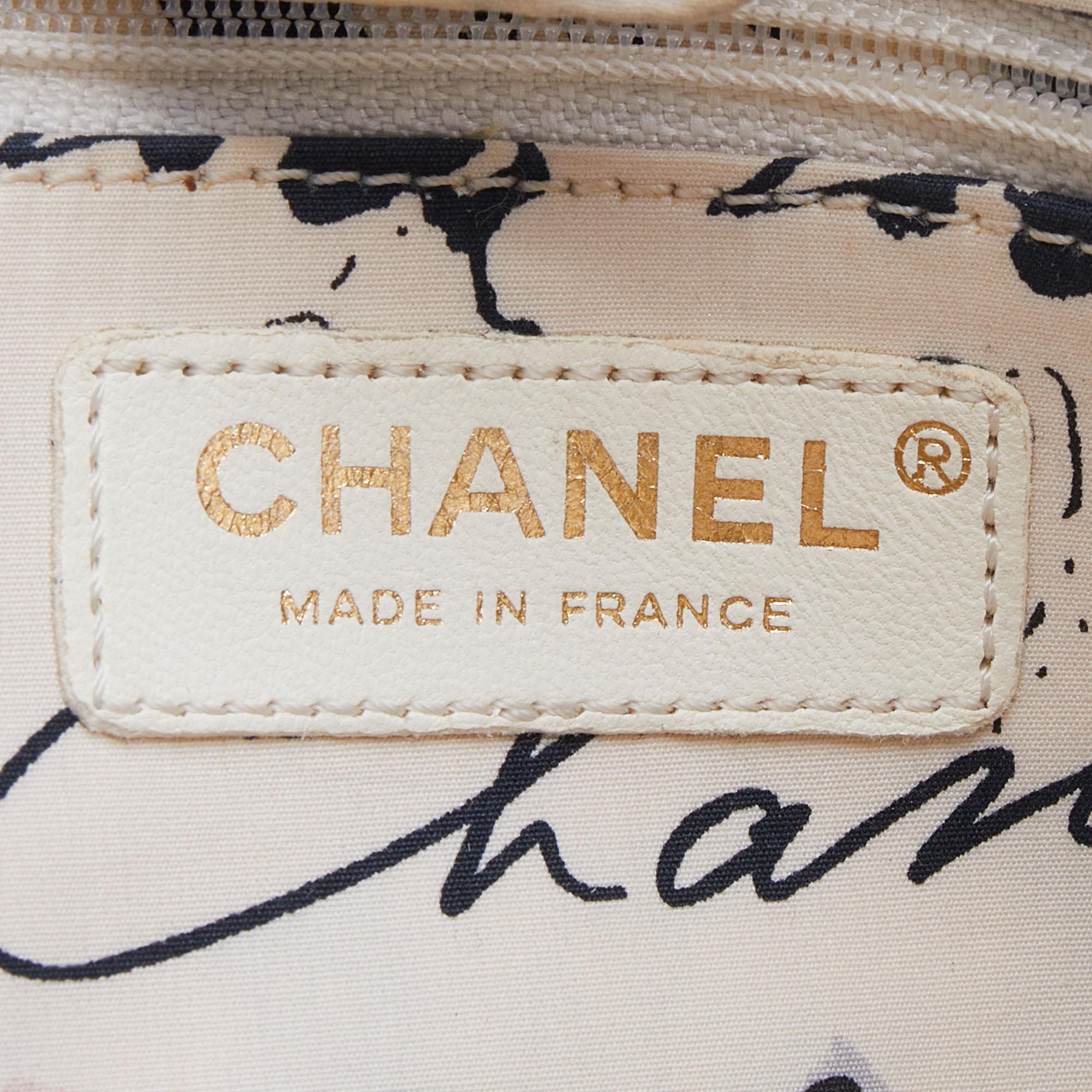 Chanel Cream Coco Graffiti Cambon Quilted Fabric CC Shoulder Bag 4