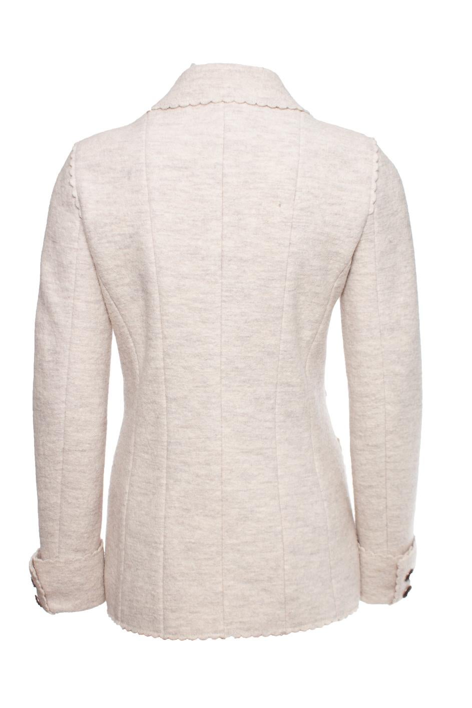 Veste en laine couleur crème Chanel Bon état - En vente à AMSTERDAM, NL