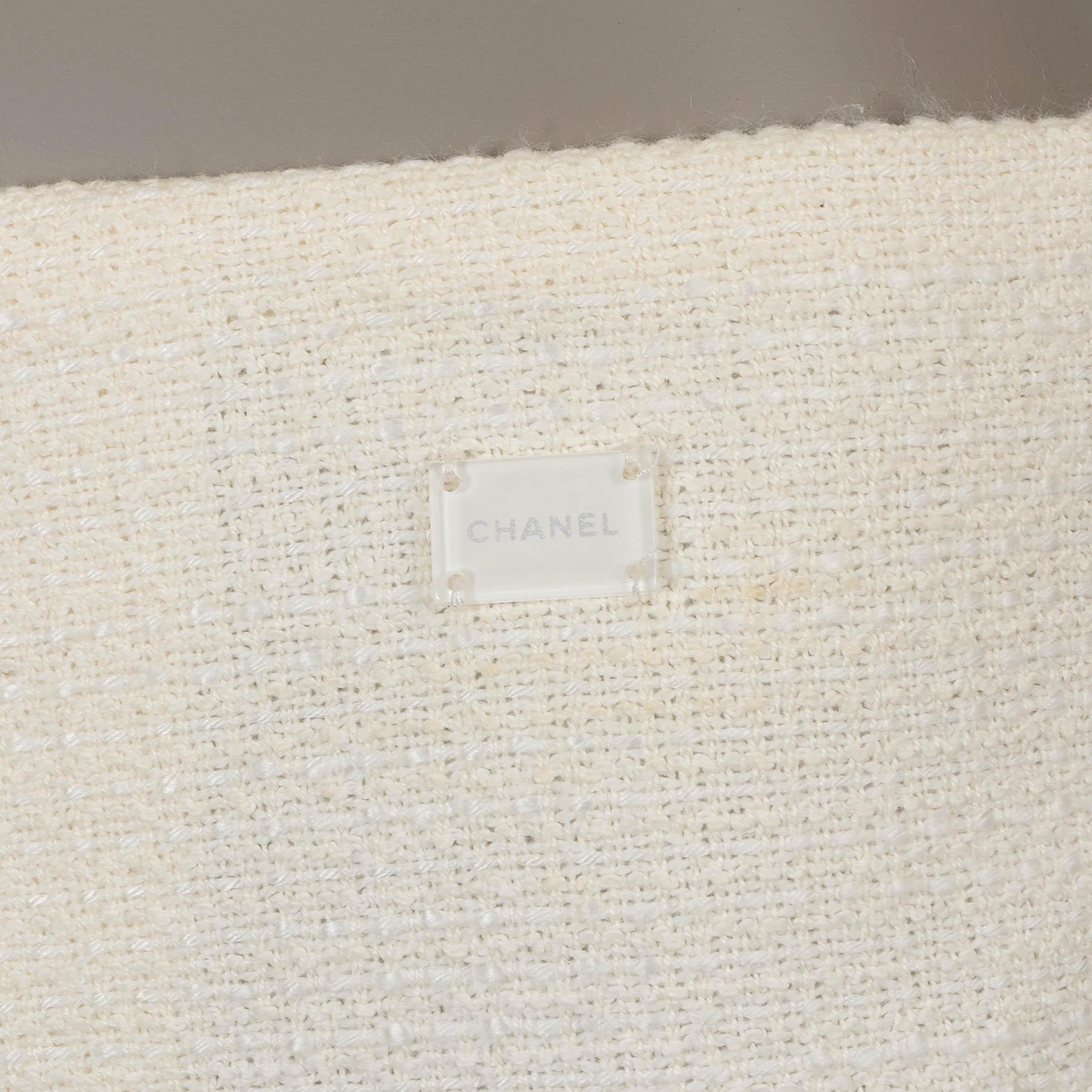 CHANEL cream cotton 04C FRINGE & CHIFFON TWEED Skirt 38 S For Sale 1