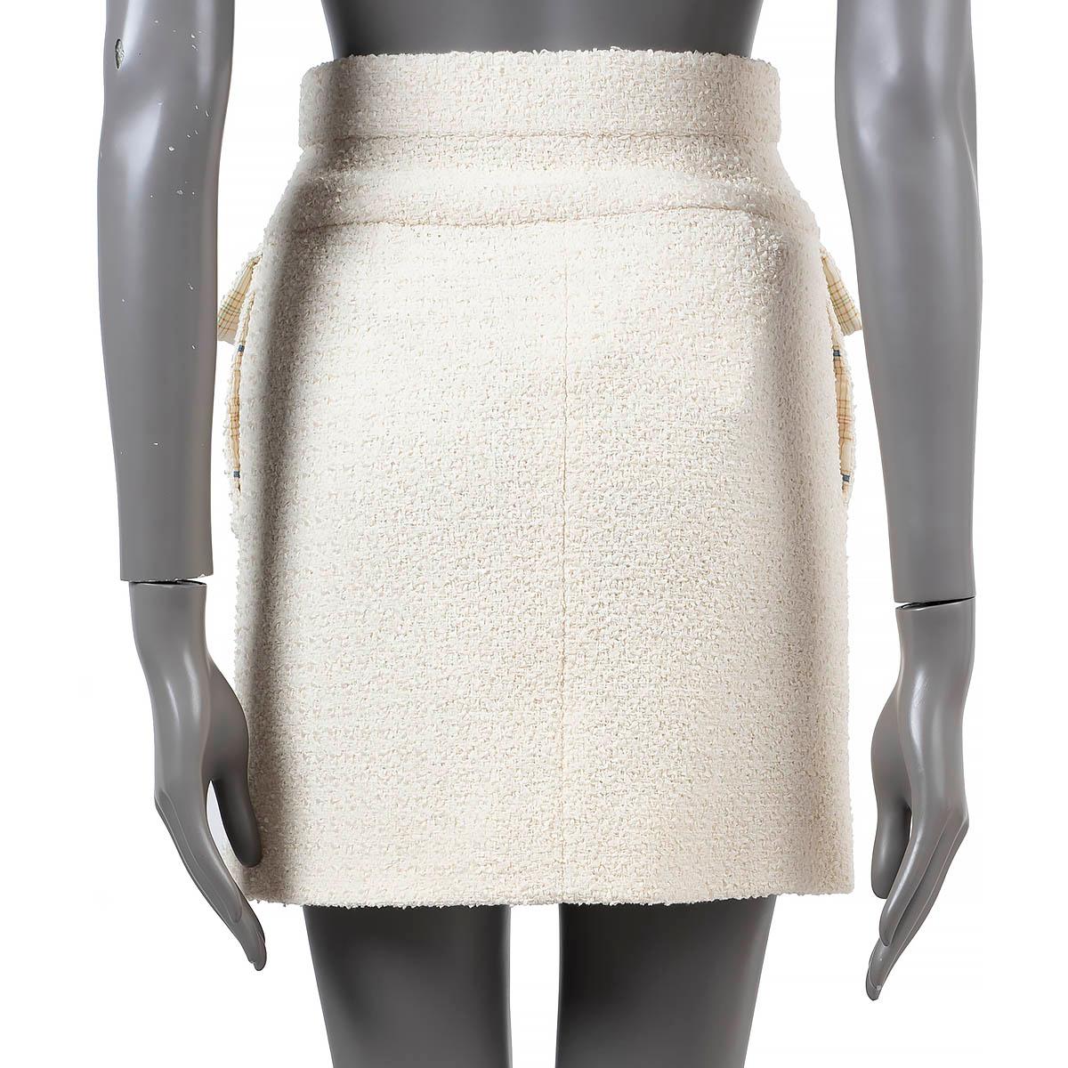CHANEL cream cotton 2020 20C FLAP POCKET TWEED MINI Skirt 36 XS For Sale 1