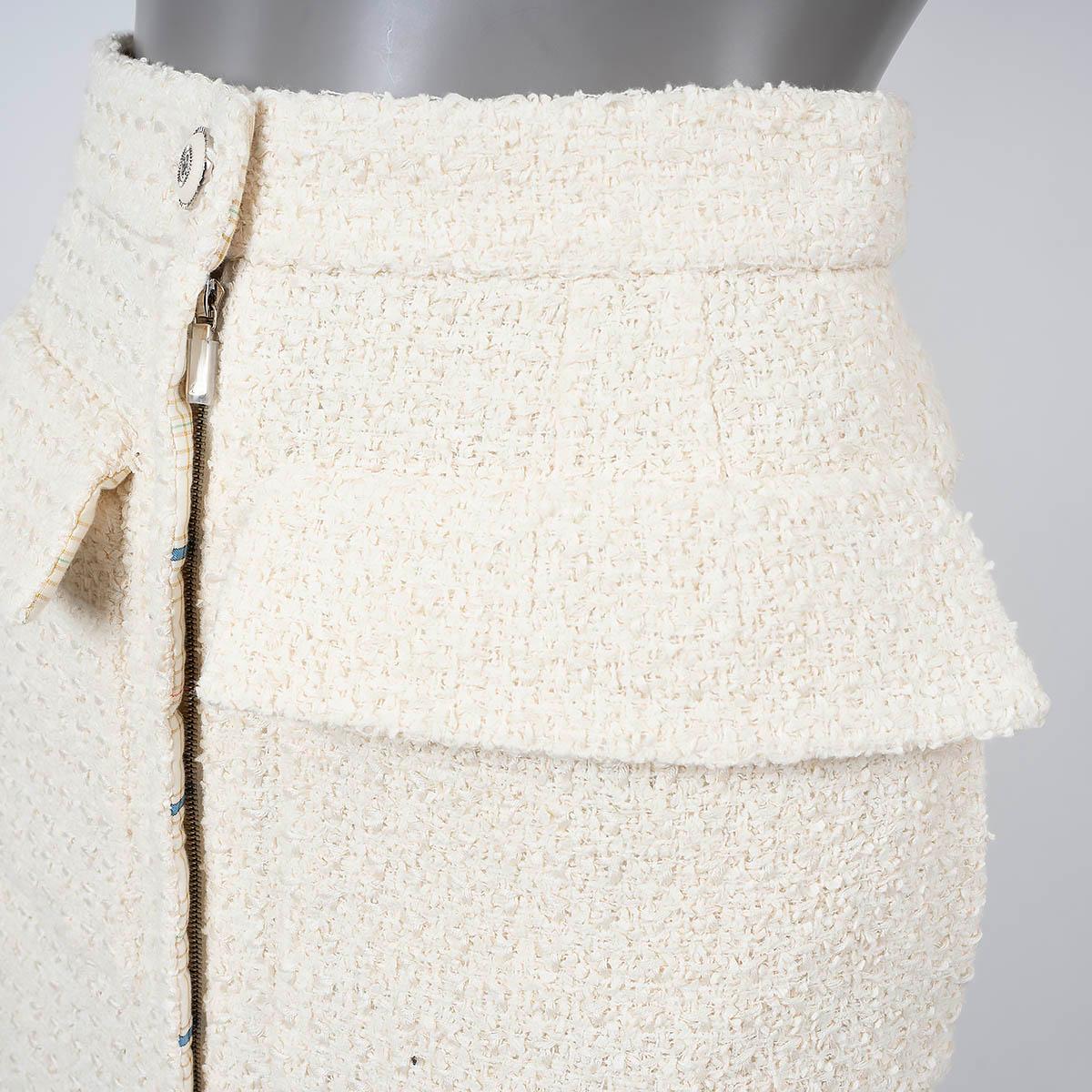 CHANEL cream cotton 2020 20C FLAP POCKET TWEED MINI Skirt 36 XS For Sale 2
