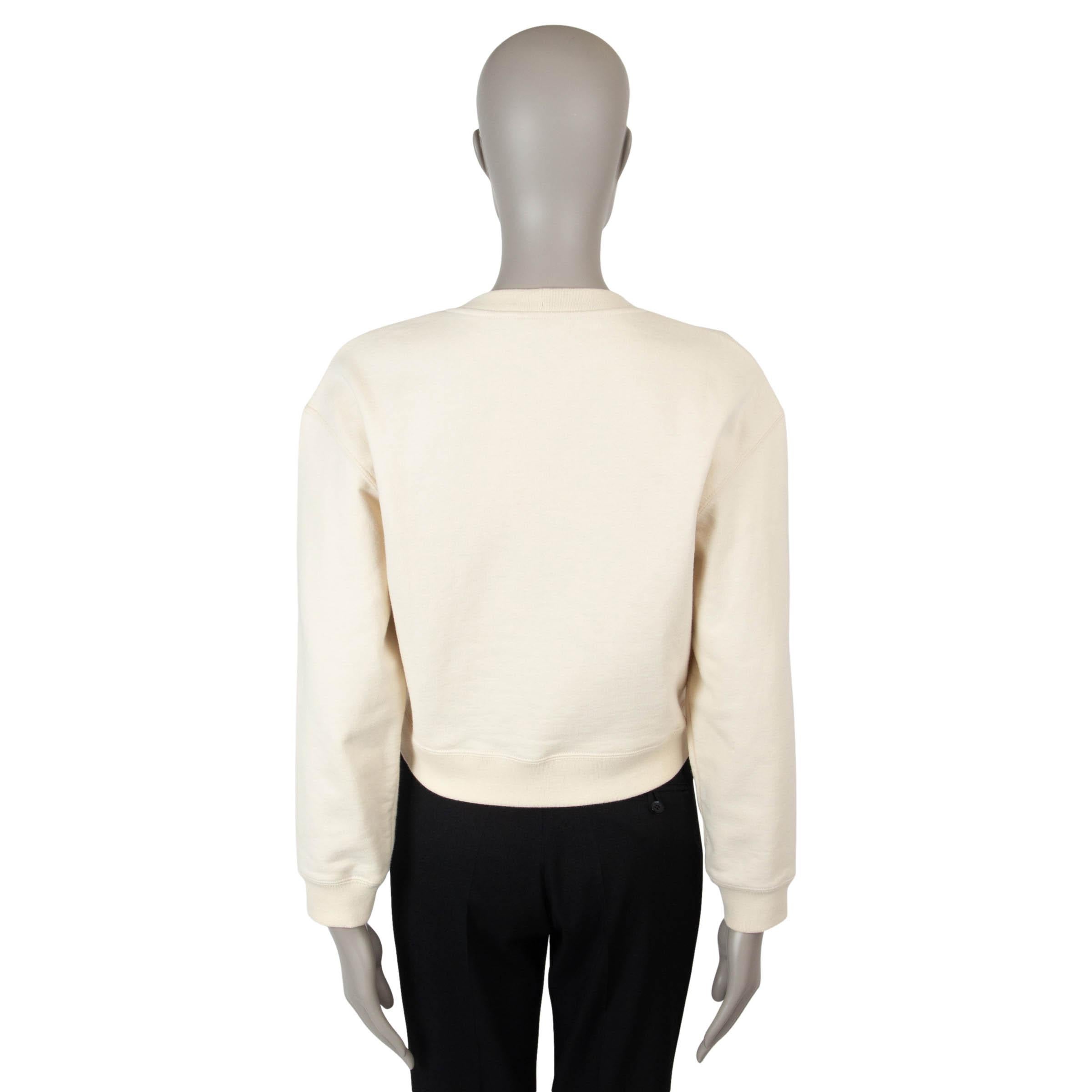 Beige CHANEL cream cotton 20A RUE CAMBON SEQUIN & PEARL Sweater S For Sale
