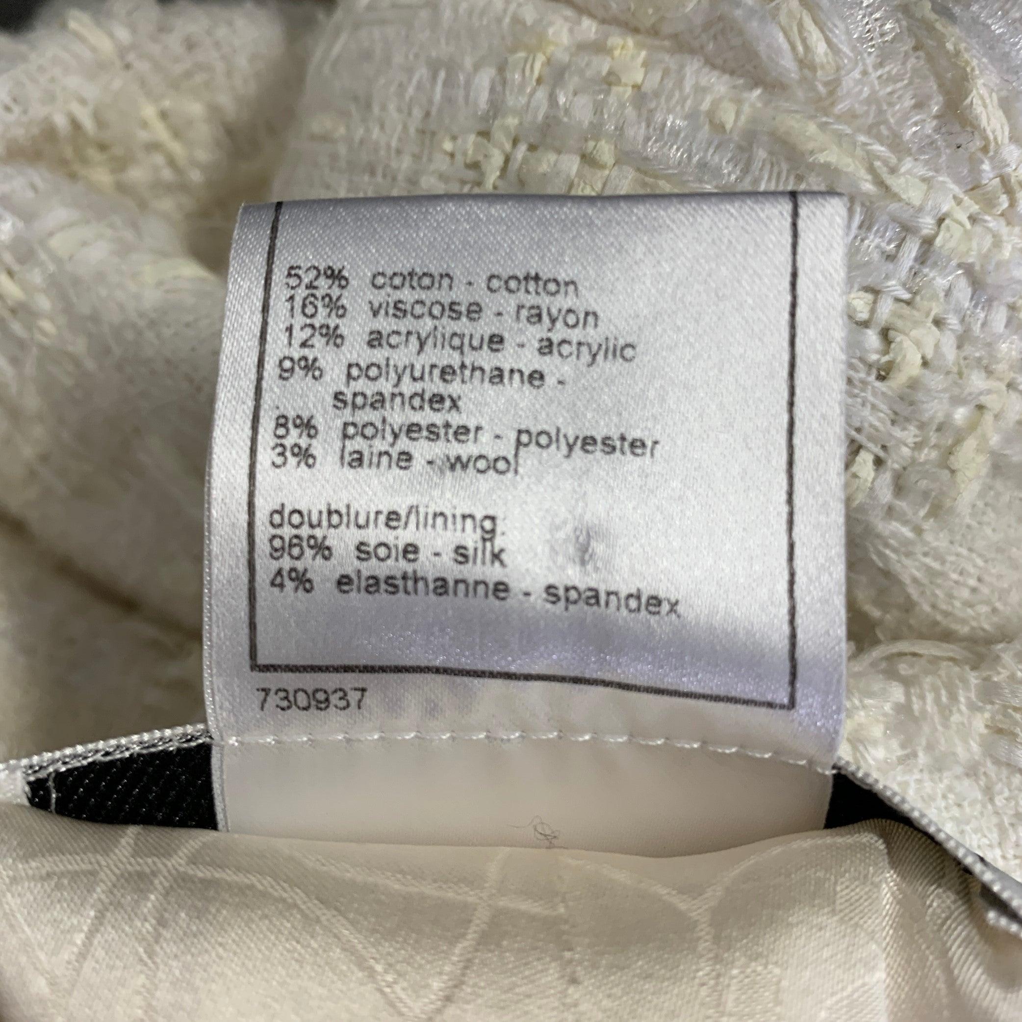 CHANEL Cream Cotton Camelia Pin Single breasted Jacket (Indoor) / Blazer 2