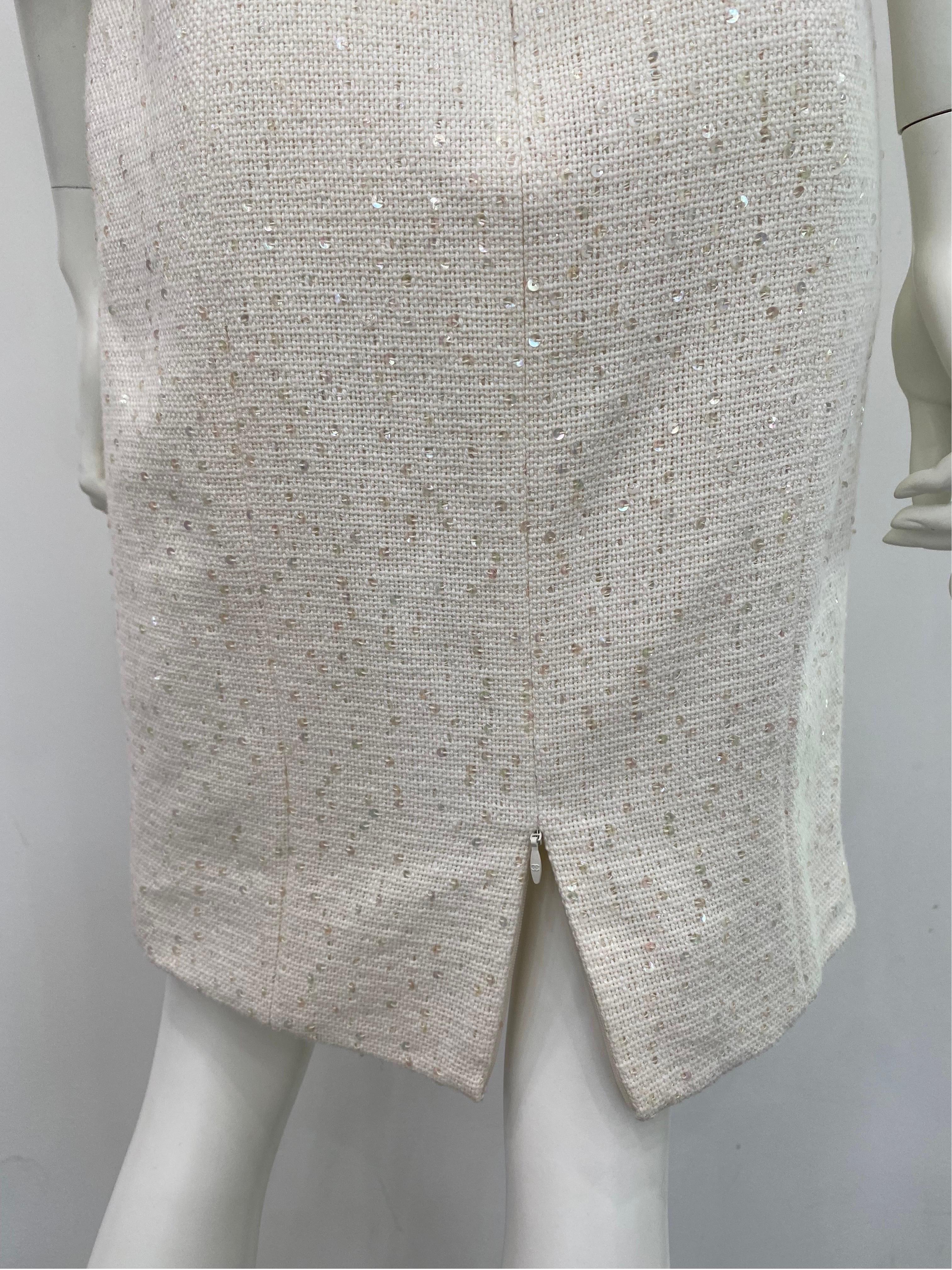 Chanel Runway 2012P Cream Cotton Embellished Strapless Dress with Jacket-Sz 40 For Sale 4