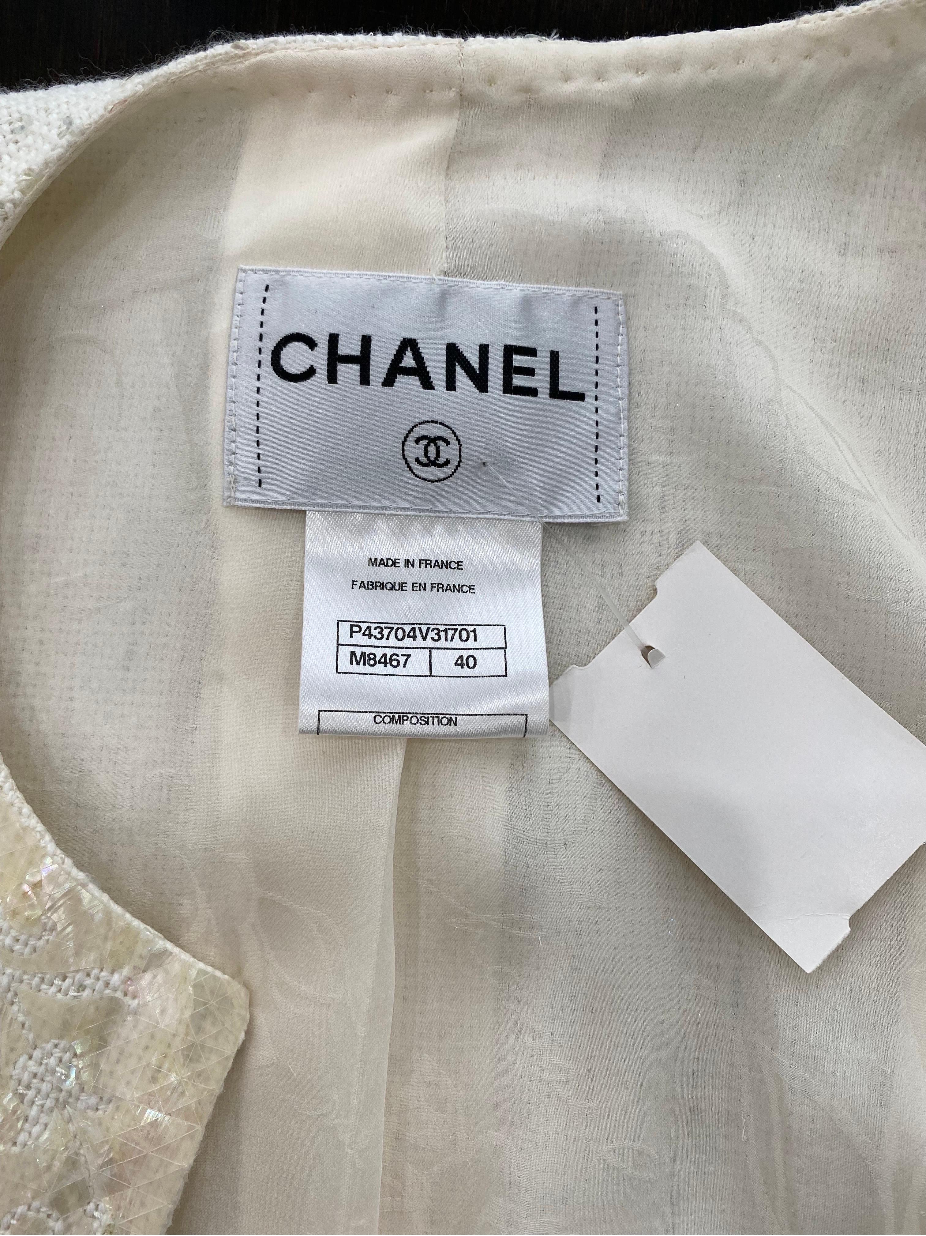 Chanel Runway 2012P Cream Cotton Embellished Strapless Dress with Jacket-Sz 40  For Sale 8