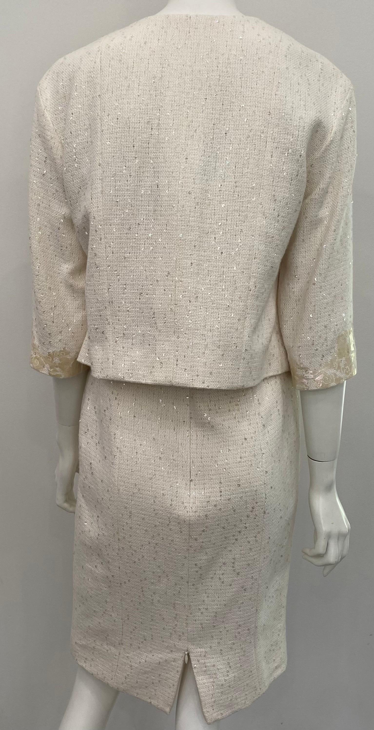 Women's Chanel Runway 2012P Cream Cotton Embellished Strapless Dress with Jacket-Sz 40  For Sale