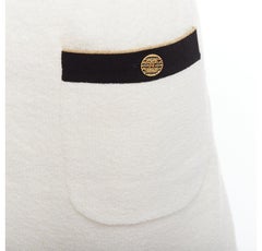 CHANEL cream cotton tweed nautical CC gold button A-line skirt FR34 XS