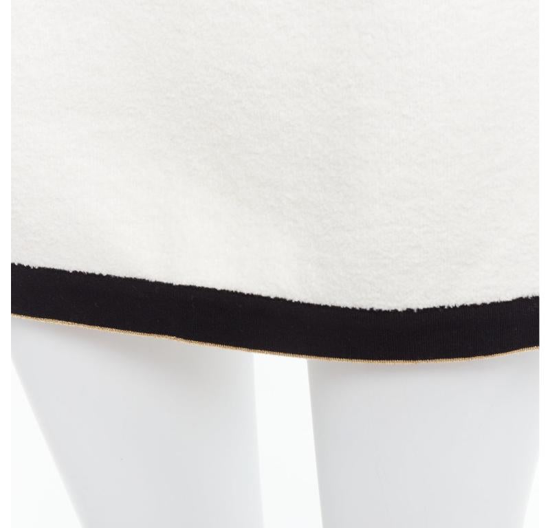 CHANEL cream cotton tweed nautical CC gold button A-line skirt FR34 XS 2