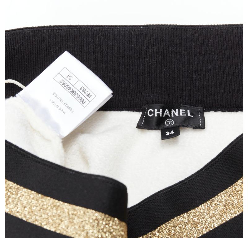 CHANEL cream cotton tweed nautical CC gold button A-line skirt FR34 XS 3