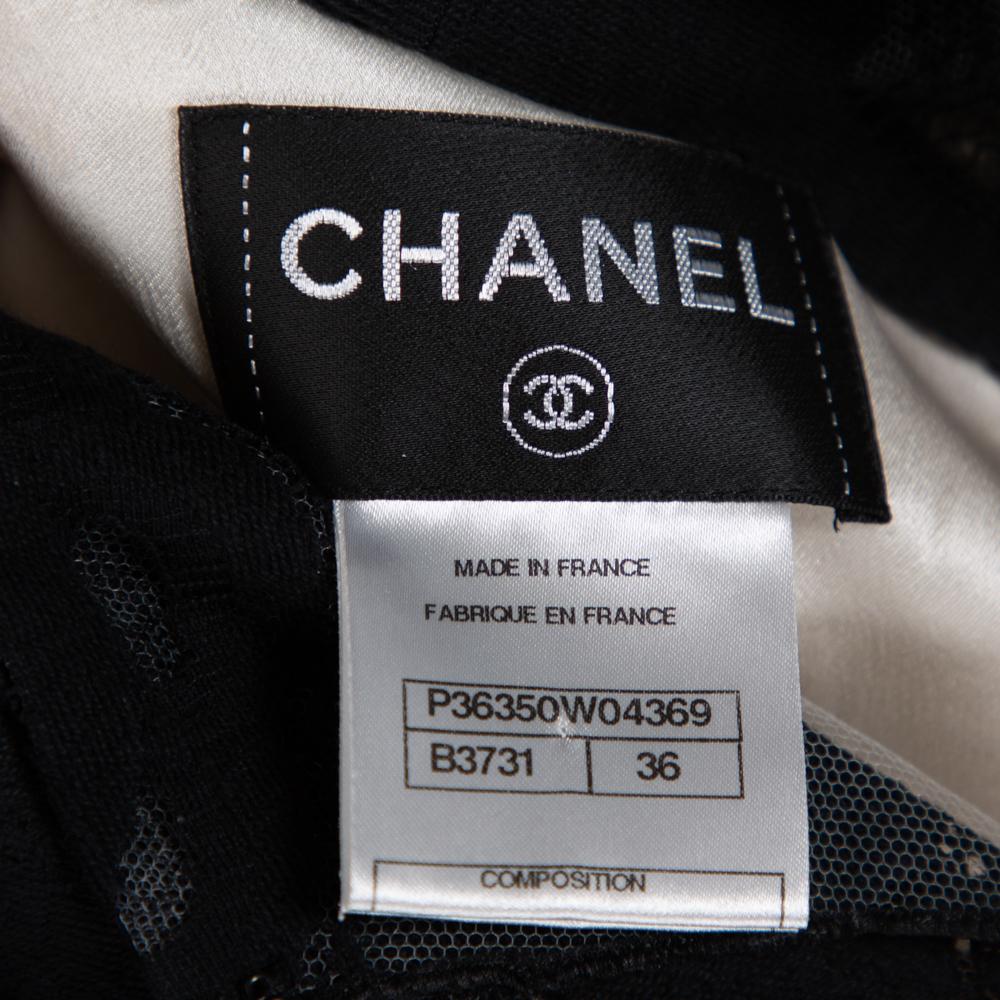 Chanel Cream Crepe Contrast Tri Detail Sleeveless Dress & Lace Shrug Set S 2
