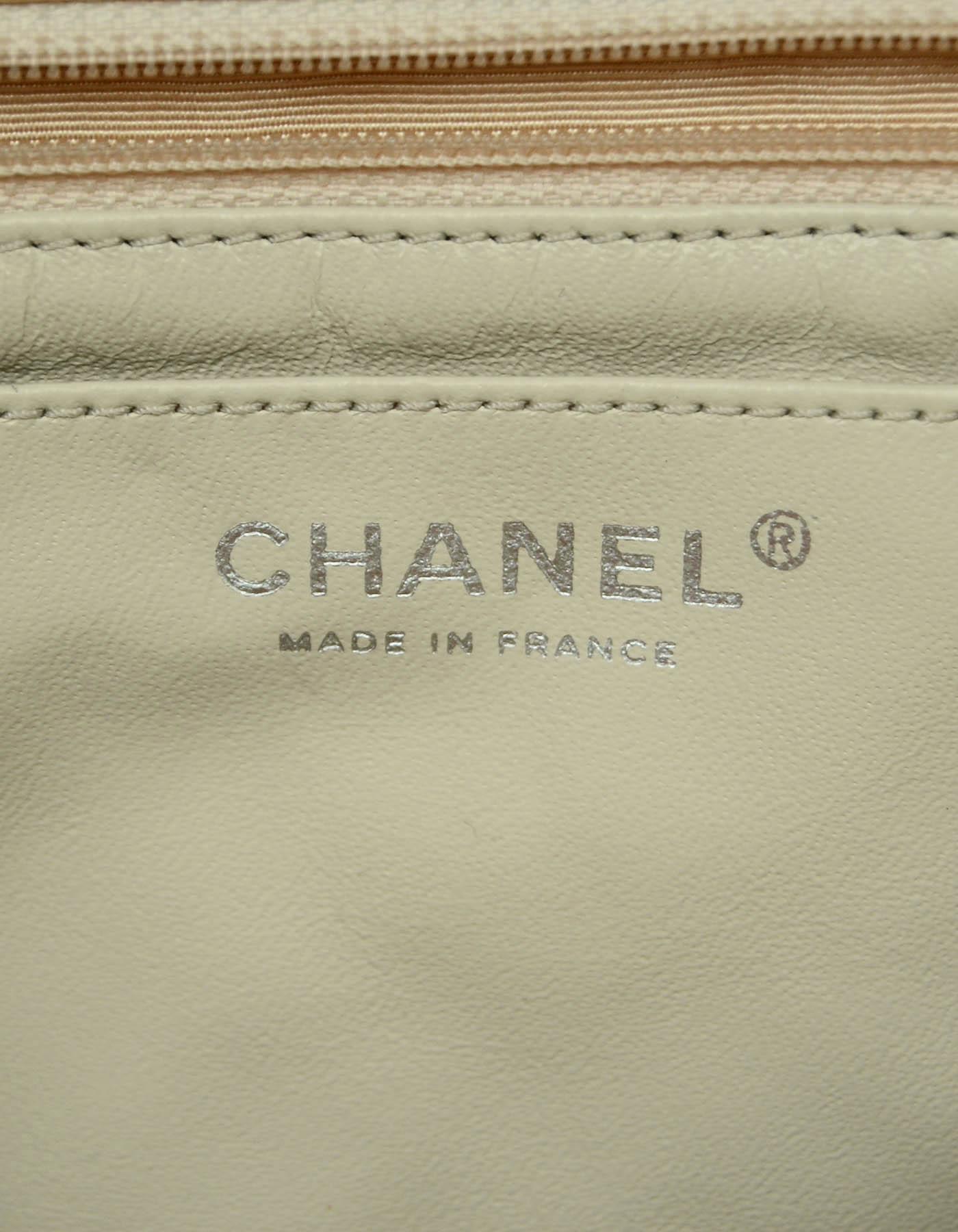 Chanel Cream Crumpled Patent Quilted Single Flap Jumbo Classic Bag 5