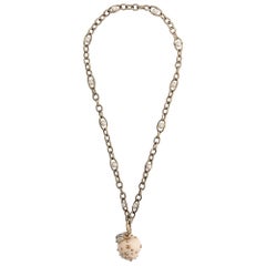 Chanel Cream Crystal Apple Necklace 